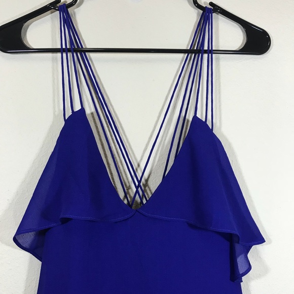 Vneck hi low spaghetti strap layered spring dress - Picture 3 of 7